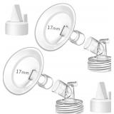 PumpMom-us 17mm Oval Flanges with Soft Rim Compatible with Spectra S2 S1 9 Plus Breastpumps Accessories, Replacement Breast Shield and Duckbill Valves for Spectra Pump Parts and Flange