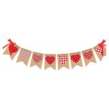 Tudomro Valentinefts Day Banners Burlap Red Heart Banner Garland Valentines Day Decorations with Bows for Wedding Anniversary Birthday Party Decorations Supplies