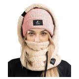 Senllen Balaclava Cold Weather Fleece Windproof Ski Mask Winter Breathable Thermal Face Mask Neck Warmer Scarf Helmet Hood for MenWomen Beige