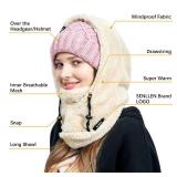 Senllen Balaclava Cold Weather Fleece Windproof Ski Mask Winter Breathable Thermal Face Mask Neck Warmer Scarf Helmet Hood for MenWomen Beige