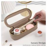 Aveniee Slim Clear Makeup Brush Bag, Small Cosmetic Brush Holder, Mini Toiletry Bag Travel Case for Women, Thin Make up Bags with Dual Zipper, Cute Travel Essentials Bag Organize - Taupe