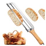 Adjustable Bread Slicer for Homemade Bread - Upgrade Manual Sourdough Bread Knife with Thickness Guide, Bread Bow Cutter with Stainless Steel Serrated Blade for Baguettes Bagels, Ideal Gift for Baker