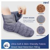 REVIX Microwavable Booties and Feet Warmers for Women and Men, Microwave Heated Foot Warmer with Flaxseed Moist Heat for Cold Feet, Gray, L