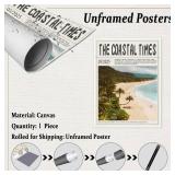 Summer Surf Print Wall Art Vintage Coast Times Beach Landscape Canvas Poster Room Aesthetic Decoration Summer Surfing Lovers Coastal City Living Room Bedroom Wall Decor 11x14in Unframed