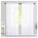Karseteli Semi Voile Sheer Curtains 84 Inches Long 2 Panels Rod Pocket Window Treatment for Living Room Bedroom Dining Room(Optical White 52\ W x 84\in L)in