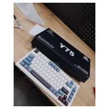 MIKIBY Y75 Gasket Wireless Mechanical Keyboard,75percent Hot-Swappable with Knob, Tri-Mode,Creamy Pre-lubed Milk Linear Switches and Doubleshot PBT Keycaps, RGB, WinMac (White and Blue)