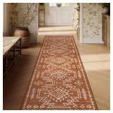Lahome Orange Hallway Runner Rug Non Slip, Boho Washable Western Runner Rug, Stain Resistant Aztec Fall Long Carpte for Entryway Entrance Indoor (2ft5ftftx8ft)