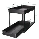 DEKAVA Under Sink Organizer 2 Pack, Bathroom Cabinet Organizer, 2 Tier Sliding Cabinet Basket Organizer Drawer, Multi-Purpose Bath Collection Baskets for Bathroom (Black)