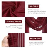 Wedding Arch Draping Fabric, 2 Panels Burgundy Sheer Backdrop Curtain Tulle Fabric Drapery for Arbor Wedding Archway Ceremony Party Ceiling Decor Backdrop