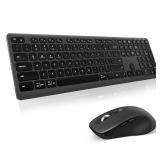 Wireless Keyboard Mouse Combo, Scissor-Switch Keys, 2-in-1 USB Receiver and Two Bluetooth, Multi Device Silent Design for Computer, Laptop, MacBook and iPad (Graphite)