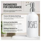 MOMEEMO Soap Dispenser for Kitchen Sink, White Soap Dispenser with Silver Metal Pump, Suitable for Kitchen Decor and Accessories. (White and Silver)