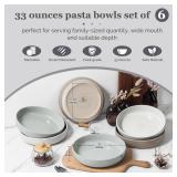 HaWare Pasta Bowls Set of 6, 33oz Large Salad Bowls for Home Kitchen, Ceramic Serving Plates for Soup, Cereal, Scratch-resistant Wide and Shallow Dinner Bowl, Microwave and Dishwasher Safe, Multicolor