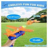 Fuwidvia 3 Pack Airplane Launcher Toys, 13.2ftft LED Foam Glider Plane Toy for Boys, 2 Flight Modes Outdoor Flying Toys Birthday Gifts for Boys Girls 4 5 6 7 8 9 10 11 12 Year Old (BlueandGreenandOran
