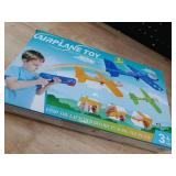 Fuwidvia 3 Pack Airplane Launcher Toys, 13.2ftft LED Foam Glider Plane Toy for Boys, 2 Flight Modes Outdoor Flying Toys Birthday Gifts for Boys Girls 4 5 6 7 8 9 10 11 12 Year Old (BlueandGreenandOran