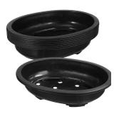 ERINGOGO 6 PCS Bonsai Training Pots, 15ftft Oval Bonsai Planter Pot with Drainage Hole, Plastic Large Deep Flower Pot Plants Growing Pots for Nursery, Garden, Balcony