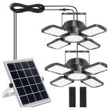 Solar Shed Light Indoor Outdoor, Aqonsie 176LED Solar Powered Pendant Light Daytime Available, Dual Lamps Motion Sensor Indoor Light with 5 Lighting Modes and Remote for Shed, Gazebo, Barn, Garage, Sh
