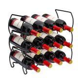 Sorbus 3-Tier Stackable Wine Rack - Classic Style Wine Racks for Bottles - Perfect for Bar, Wine Cellar, Basement, Cabinet, Pantry, etc - Hold 12 Bottles, Metal (Black)