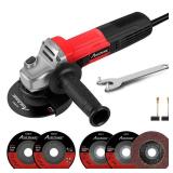 AVID POWER Angle Grinder, 7.5-Amp 4-12 inch Electric Grinder Power Tools with Grinding and Cutting Wheels, Flap Disc and Auxiliary Handle for Cutting, Grinding, Polishing and Rust Removal - Red