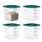 BIEAMA 4 Pack Food Storage Containers with Lids, 4 Quart Square Commercial Food Containers, NSF, Polycarbonate, Clear