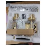 Gold Battery Operated Wall Sconce Set of 2, USB Rechargeable Wall Light with Remote Control, Brass Wireless Vanity Light Fixture with Bulbs(DC 5V), Glass Dimmable Sconce for Living Room Mirror Bedroom