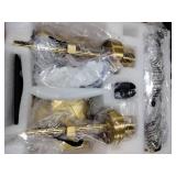 Gold Battery Operated Wall Sconce Set of 2, USB Rechargeable Wall Light with Remote Control, Brass Wireless Vanity Light Fixture with Bulbs(DC 5V), Glass Dimmable Sconce for Living Room Mirror Bedroom