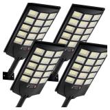 Aqraou Solar Lights Outdoor Waterproof, 6500K Dusk to Dawn Solar Street Light Motion Sensor with Remote, LED Security Flood Light for Outside Garden Yard Path, Oudoor Parking Lot Lights, 4PACK
