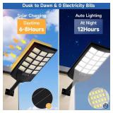 Aqraou Solar Lights Outdoor Waterproof, 6500K Dusk to Dawn Solar Street Light Motion Sensor with Remote, LED Security Flood Light for Outside Garden Yard Path, Oudoor Parking Lot Lights, 4PACK