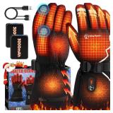Heated Gloves for Men Women, 7.4V Rechargeable Hand Warmer Gloves with Touchscreen, Waterproof Non-Slip Electric Heated Glove for Winter Outdoor Work Motorcycling Skiing Hiking Fishing Arthritis Hands
