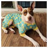 KYEESE Dog Pajamas Velvet Dog Pajamas Medium Sized Dogs Soft Dogs Clothes Pjs with Yellow Ducks Pattern Stretchy Pet Jammies Coat Comfy Pet Onesie Costume, 2X-Large