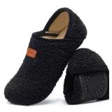 Tanamo Womenfts Menfts Indoor Outdoor House Slippers Socks - Black, Size 8-8.5 Women7-7.5 Men - Fashion, No Heel, Closed Toe, Slip Resistance, Plush, Polycotton, All Seasons, Solid, Unisex Fashion