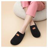 Tanamo Womenfts Menfts Indoor Outdoor House Slippers Socks - Black, Size 8-8.5 Women7-7.5 Men - Fashion, No Heel, Closed Toe, Slip Resistance, Plush, Polycotton, All Seasons, Solid, Unisex Fashion