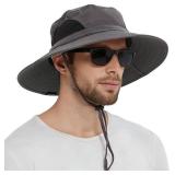 EINSKEY Menfts Waterproof Sun Hat, Outdoor Sun Protection Bucket Safari Cap For Safari Fishing Hunting Dark Gray One Size