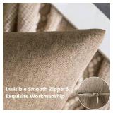MIULEE Pack of 2 Decorative Outdoor Solid Waterproof Throw Pillow Covers Faux Linen Garden Farmhouse Cushion Cases for Patio Tent Balcony Couch Sofa 20x12 Inch Khaki
