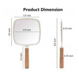 YEAKE Hand Held Mirror with Handle for Makeup,Small Cute Wood Hand Mirror for Shaving with Hole Hanging Single-Sided Portable Travel Vanity Mirror for MenandWomen(Square)