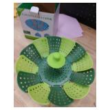 Cyrder Lotus steamer basket, Folding Steamer,BPA-Free,Green Kitchenware Accessory, Non-Scratch Silicone cookware