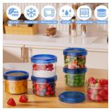 Winproper 6 Pack-16 OZ Freezer Storage Containers, Small Plastic Containers with Twist Top Lids, Round Food Storage Containers, Reusable Soup Container MicrowaveDishwasher Safe