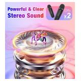 Mini Karaoke Machine, Portable Bluetooth Speaker with 2 Wireless Microphones for Kids and Adults, Karaoke Microphone with LED Lights, Gifts for Girls and Boys