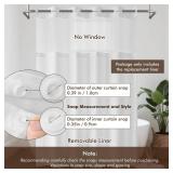 Barossa Design Fabric Snap-in Shower Curtain Liner Replacement, Removable and Washable, Hotel Style, 70x54, White