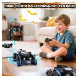 jopeaa Remote Control Car, 2.4Ghz 8WD Rc Stunt Car with Automatic Demonstration, 360° Spins, Music and LED Lights, Remote Control Cars for Boys 4 5 6 7 8-12, Christmas Birthday Gifts Toys for Boys