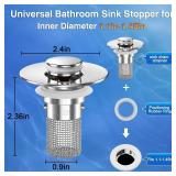 Sink Stopper Hair Catcher,(2PCS) Pop-up Sink Drain Strainer with Removable Stainless Steel Strainer Basket Hair Catcher, Bathroom Sink Strainer for Bathroom Sink Stopper Replacement
