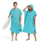 Abahub Surf Poncho Men and Women Towel Poncho Adult with Hood, Thick Quick Dry Changing Poncho Towel, Microfiber Wearable Cover Up for Surfing Beach Swim - Absorbent Changing Towel M (Teal)
