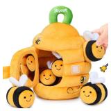 JoyCat Baby Toys 6-12 Months - Soft Baby Beehive with 5 Sensory Bees - Rattle, Crinkle Paper, Squeaker, Mirror, Busy Montessori Soft Toys for Toddlers 0-3 Years Old - Baby Christmas Birthday Gift