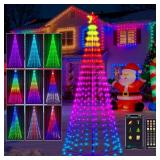 Holaurora 8FT Lighted Outdoor Christmas Tree, 340 LED Smart Cone Tree, Music Sync RGB Fairy Lights, LED Light Show, APP and Remote Control, Timer Function, Perfect for Outdoor Christmas Decorations