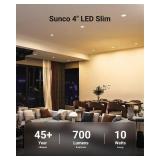 Sunco 12 Pack 4 Inch LED Recessed Lights, Slim Canless Ceiling Lighting, 650 LM, 10W (60W Equivalent), 3000K Warm White, Dimmable, Wafer Thin, Ultra Thin with Junction Box ETL.