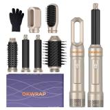 6 in 1 Blow Dryer Brush, Upgrade Hair Dryer Brush Set Negative Ion Air Styler Curling Wrap Air Curler, Hot Air Brush Curling Iron Hair Styling Tools As A Gift for StraightCurlDrySmooth