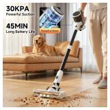 BSNAW Cordless Vacuum Cleaner for Home - Lightweight, Stick Vacuum Clean with Rechargeable Battery, Max 45Mins Runtime, 8 in 1 Handheld Vacuum for Hardfloor and Carpets Pet Hair, WhiteandYellow