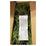 2 Pcs 6 Feet Christmas Garland - Real Touch Norfolk Pine Garland - Green Realistic Pine Garland for Table Mantel Indoor Outdoor Holiday Decor - Greenery Christmas Decorations - Free LED String Lights