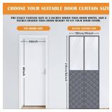 Fanfanwin 2 Sets Magnetic Thermal Insulated Curtains for 36\ x 80\in Doors with Clear Window Winter Thicken Quilted Oxford Cotton Waterproof Door Cover for Cold Weather(Grid, Transparent Gray)in