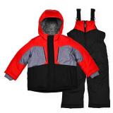 Arctic Quest Boysft Bib Snow Pants and Ski Jacket Water-Resistant Snowsuit For Kids Winter Hooded Jacket, Bold Red, 5-6