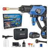 Ontel Turbo Jet HydroX5 Pro Portable Cordless Pressure Washer (21V 3000mAh Battery), 6-in-1 Nozzle, Dual Water Source, 16ft Detachable Hose